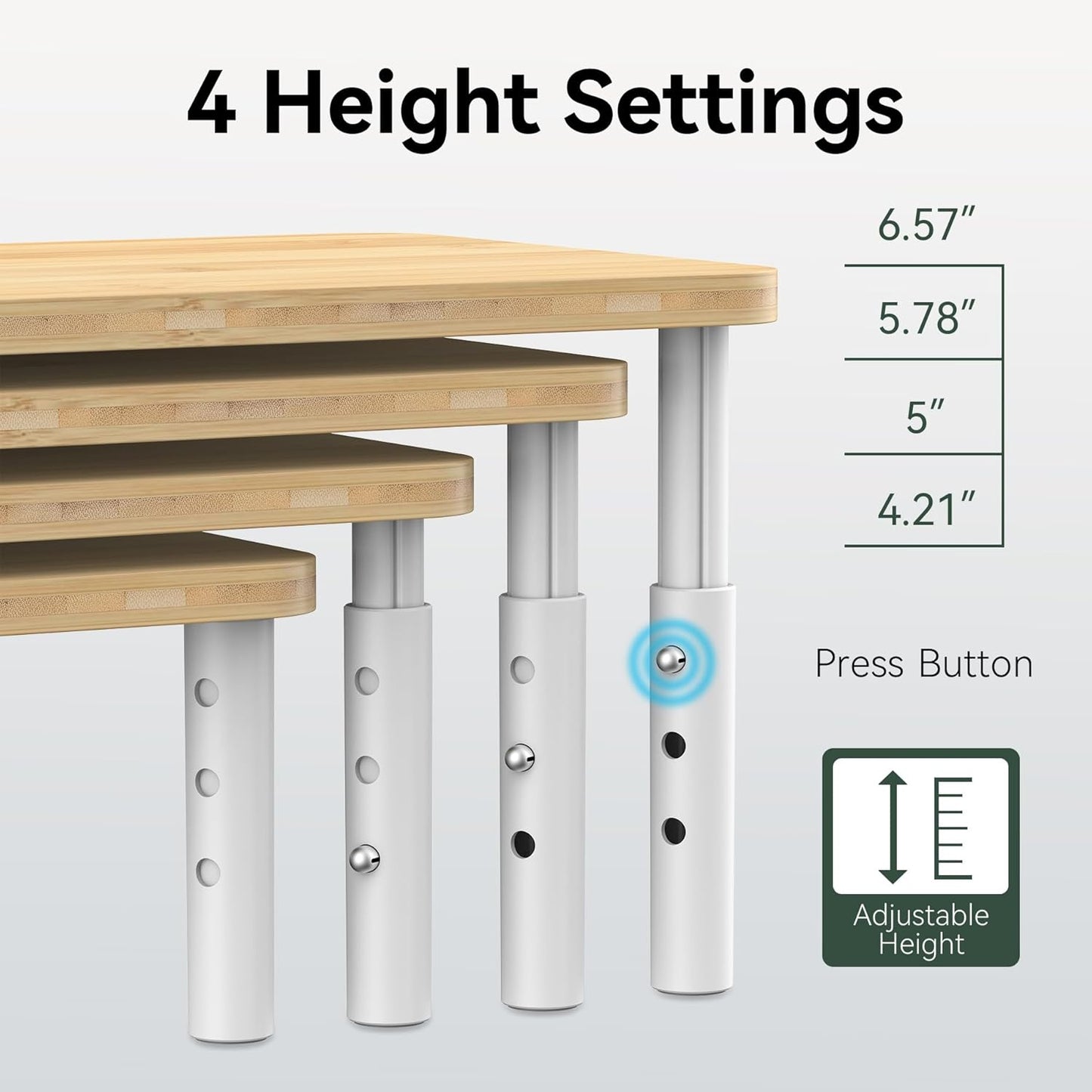 Cabinet Organizer Shelf, Spice Rack Set of 2 Kitchen Pantry Cupboard Shelves, Stackable, Height Adjustable, Natural Bamboo (11.7" W)