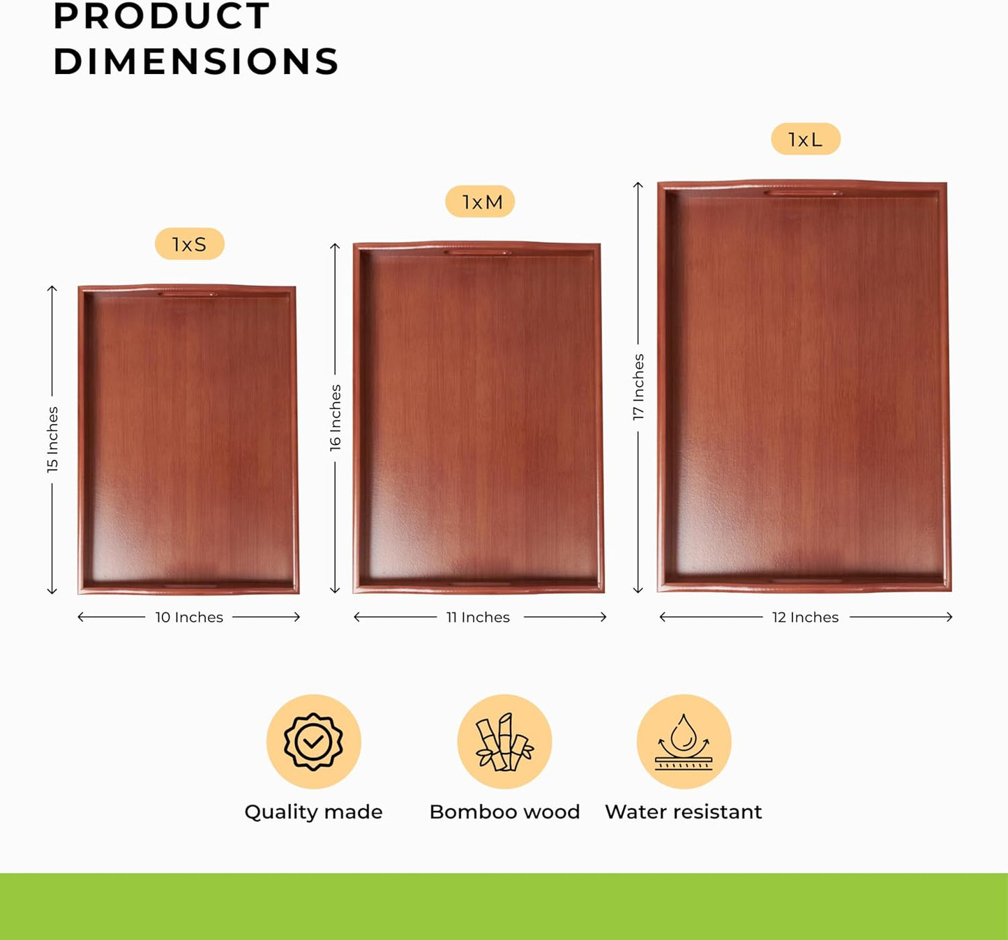 Prosumers Choice Wooden Tray - Dark Wood Serving Trays with Handles - Nesting Design for Space Saving - Wooden Serving Tray for Food, Drinks, Snacks - Set of 3