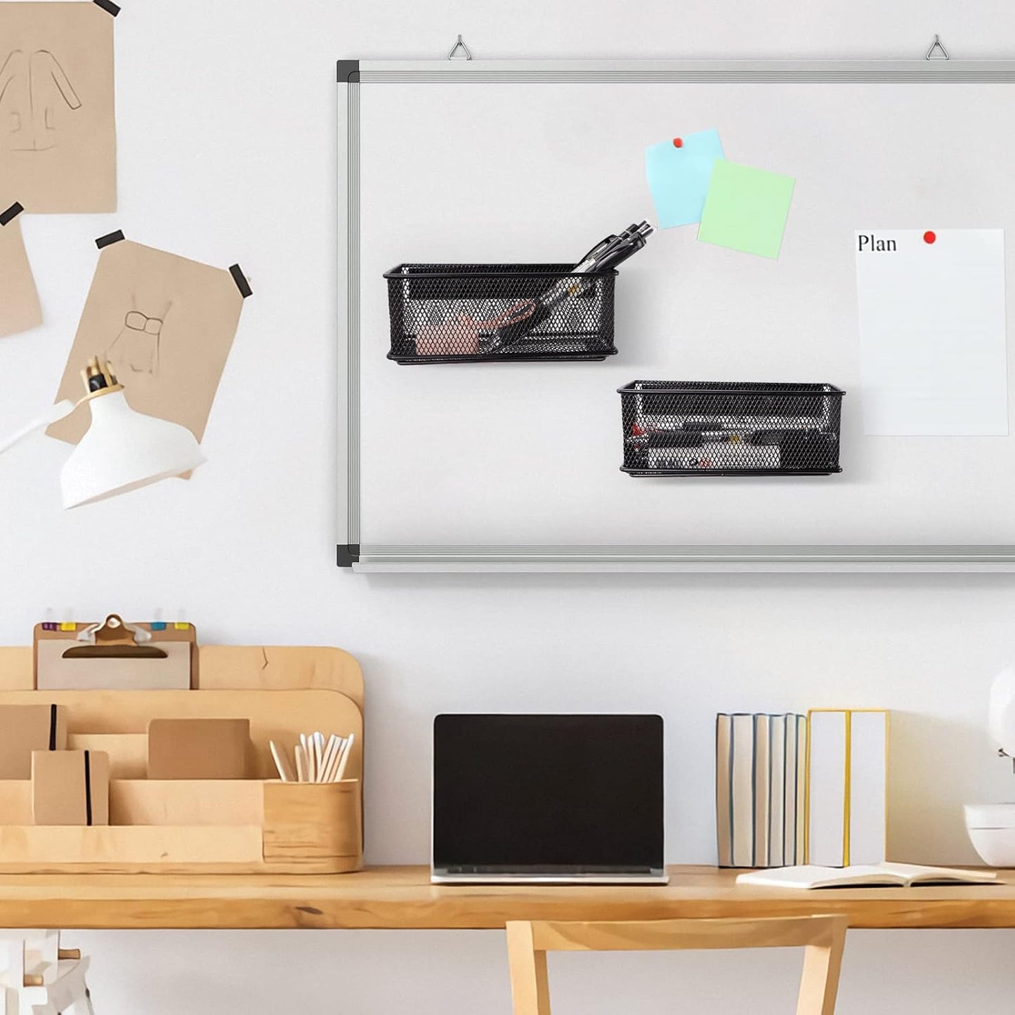 6.29'' × 2.28'' × 2.48 Black Magnetic Basket for Refrigerator Magnetic Locker Organizer for Home Office Accessories, Magnetic Basket for Whiteboard