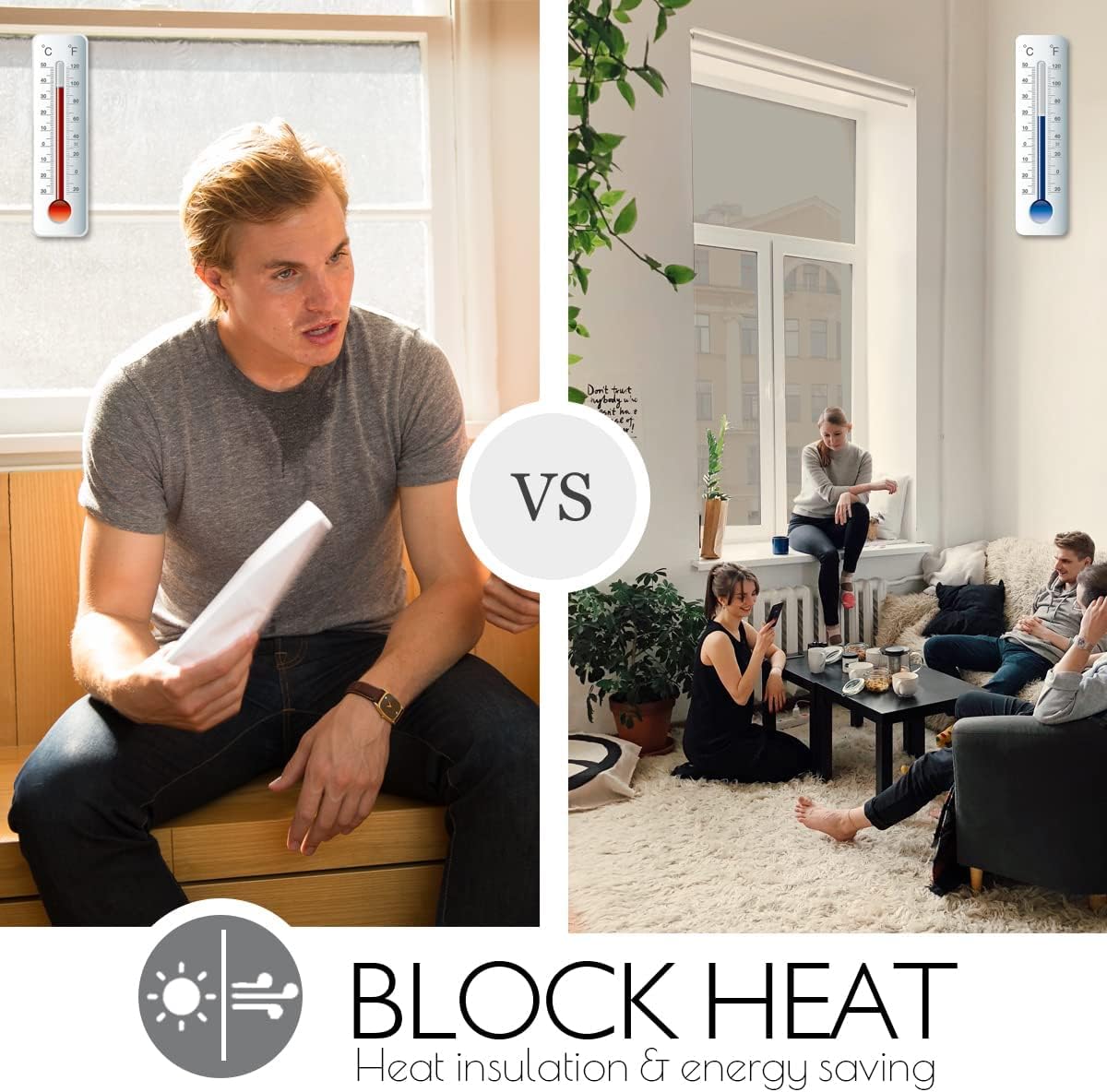 HIDBEA One Way Privacy Window Film, Daytime Mirror Reflective Heat Control UV Sun Blocking Non-Adhesive Static Cling Window Tint for Home and Office(Black-Silver, 41.3 Inch x 19.6 Feet)