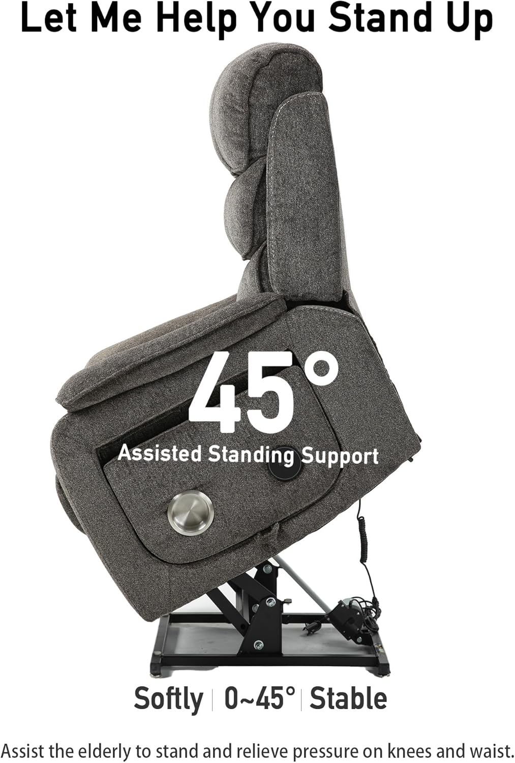 Large Power Lift Chairs Recliners for Elderly with Heated and Massage, Upgraded Dual Motor Lay Flat Recliners, 25in Extra Wide Seat, Folding Tablet, Side Pocket