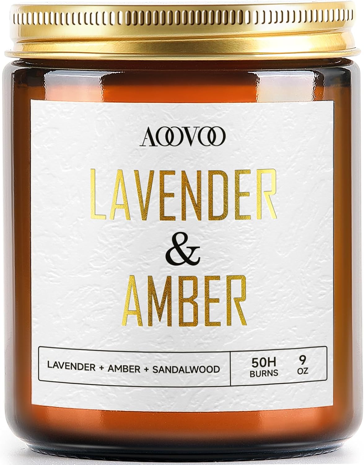 AOOVOO Lavender Amber Candles - 9 oz Scented Candles, Aromatherapy Candle, Soy Candle for Home Scented