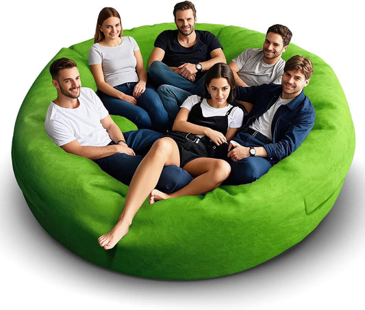 Bean Bag Chair for Adults 8FT,Soft Removable Cover for Teens/Girls Bedroom,Fluffy Giant Round Floor Beanbag Lounger Chairs (No Filler,Green)