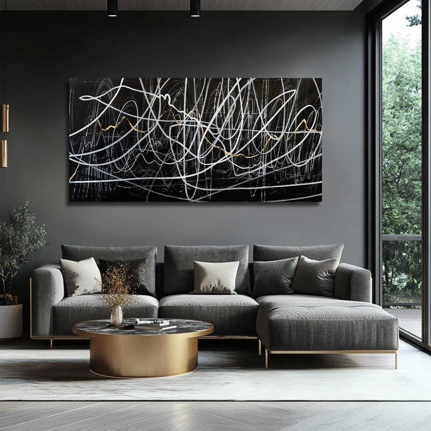 CHUDANHAO Black And White Wall Art Large Wall Decor Abstract Pictures Office Artwork Minimalist Wall Decorations Graffiti Art for Walls 29"x58"