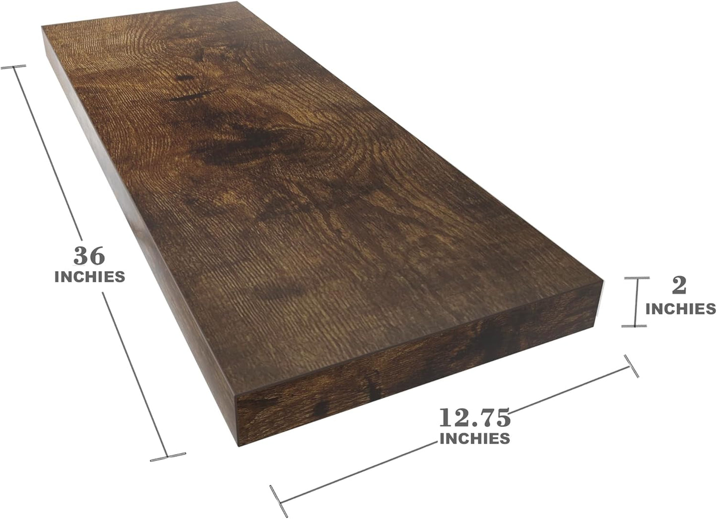 Large Floating Shelves for Wall Set of 3 Wooden Wall Shelves 36 in x 12.75 in x 2 in Room Decor Long Shelf with Invisible Wall Mount Bracket for Bedroom Kitchen Living Room Rustic Brown