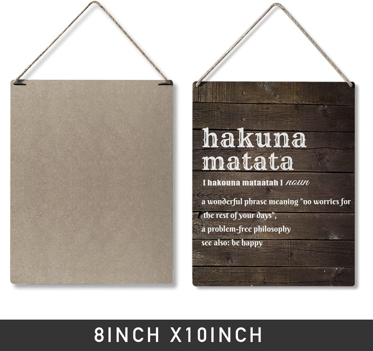 Qious Inspirational Gift Signs Hakuna Matata a Wonderful Phrase Meaning No Worries for the Rest of Your Days Wooden Hanging Sign Rustic Wall Art Home Decoration 10 x 8 Inches…