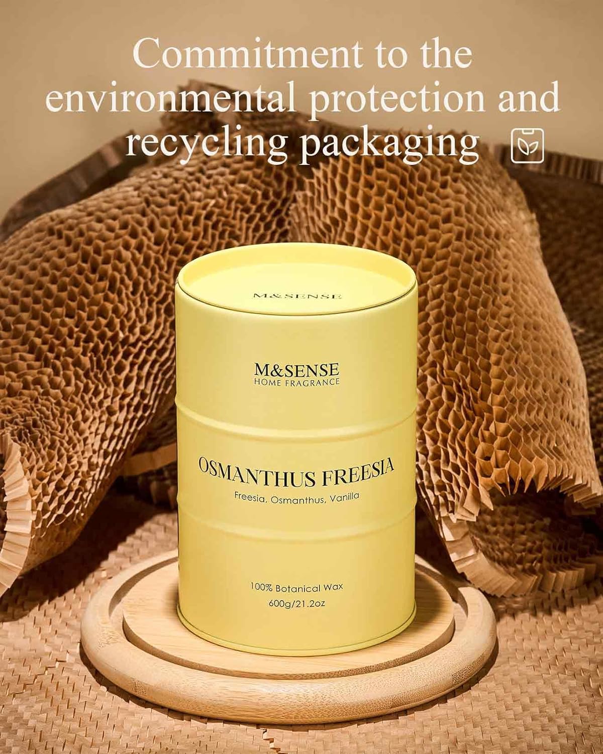 M&SENSE Osmanthus Freesia Scented Candles Large, Natural Soy Candles 21.2oz 120 Hour Slow Burning,Aromatherapy Candle for Stress Relief Meditation Relaxing