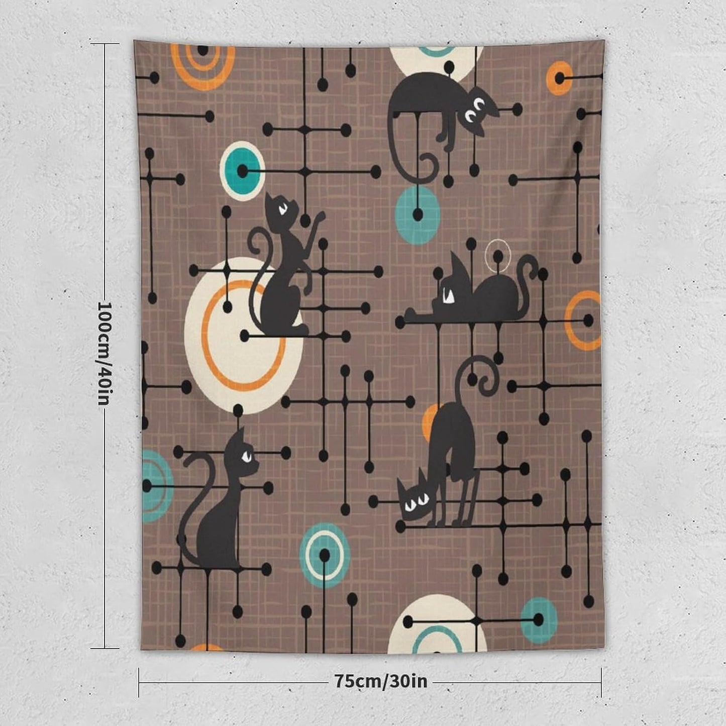 ICMOLYYENLO Boho Medieval Cat Tapestry, Abstract Atomic Starburst Geometric Aesthetic Art Wall Hanging For Bedroom Living Room Dormitory 40x60 Inches