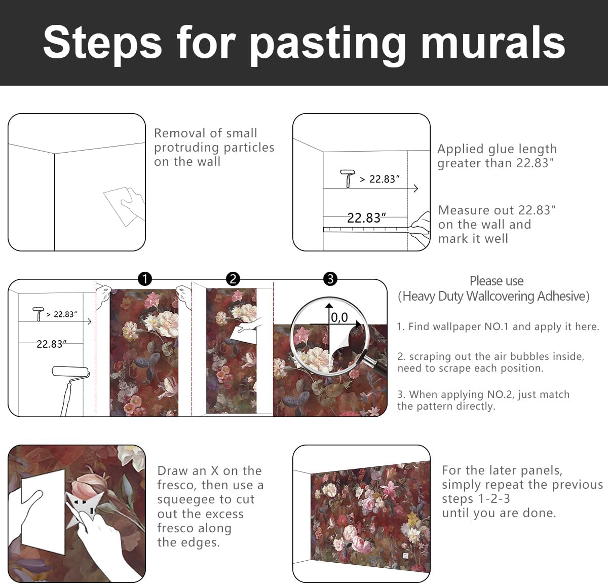 -Vintage Roses Floral Fabric Wallpaper Living Room Bedroom Bathroom Flowers Wall Mural- 91"x65"（ not Peel and Stick）