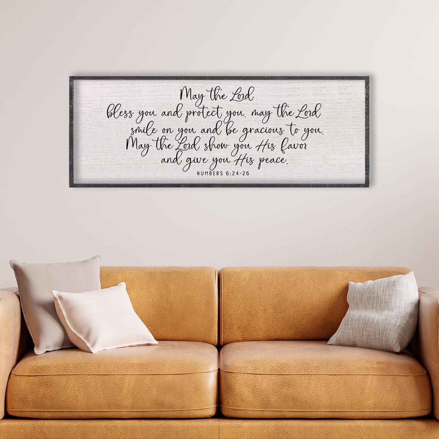 LuZhiQiang Numbers 6:24-26 Scripture Wall Art 40"x15" May The Lord Bless You And Protect You Sign Bible Verses Christian Home Wall Decor (Black)