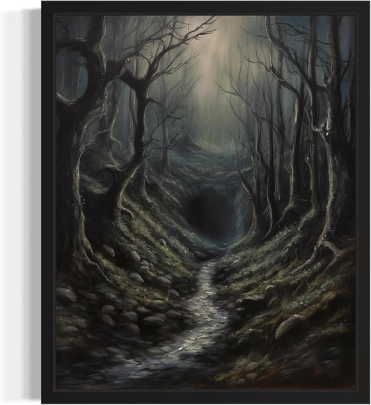 Dark Tunnel Poster Art Print, Halloween Scary Vintage Wall Art Academia Spooky Painting Decoration for Horror Prints, Gothic Posters Bedroom Decor 89 (Dark Tunnel, 8 x 10 inches, Unframed)