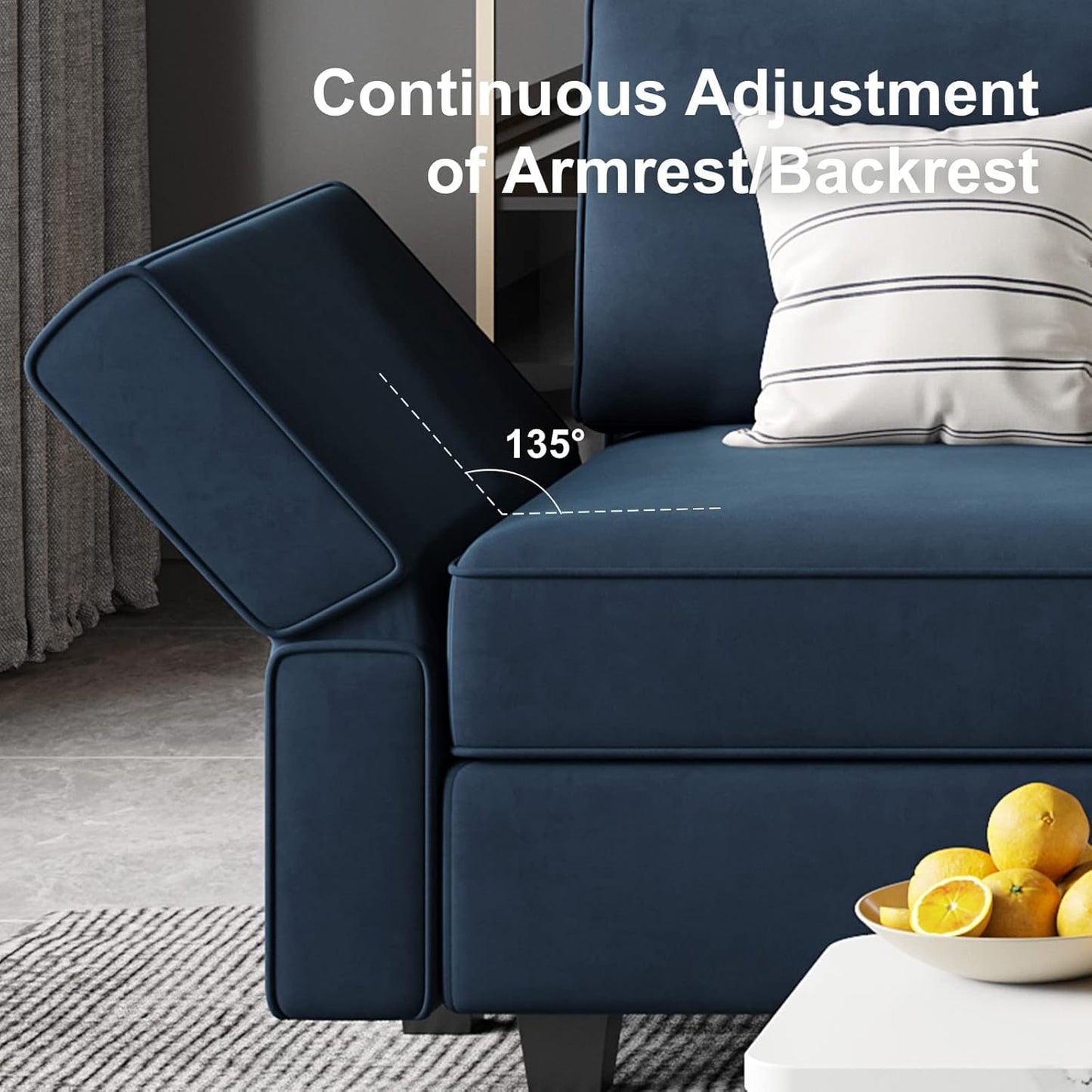 Belffin Modular Reversible Sectional Sofa U Shaped Couch with Storage Seat with Chaise Velvet Blue…