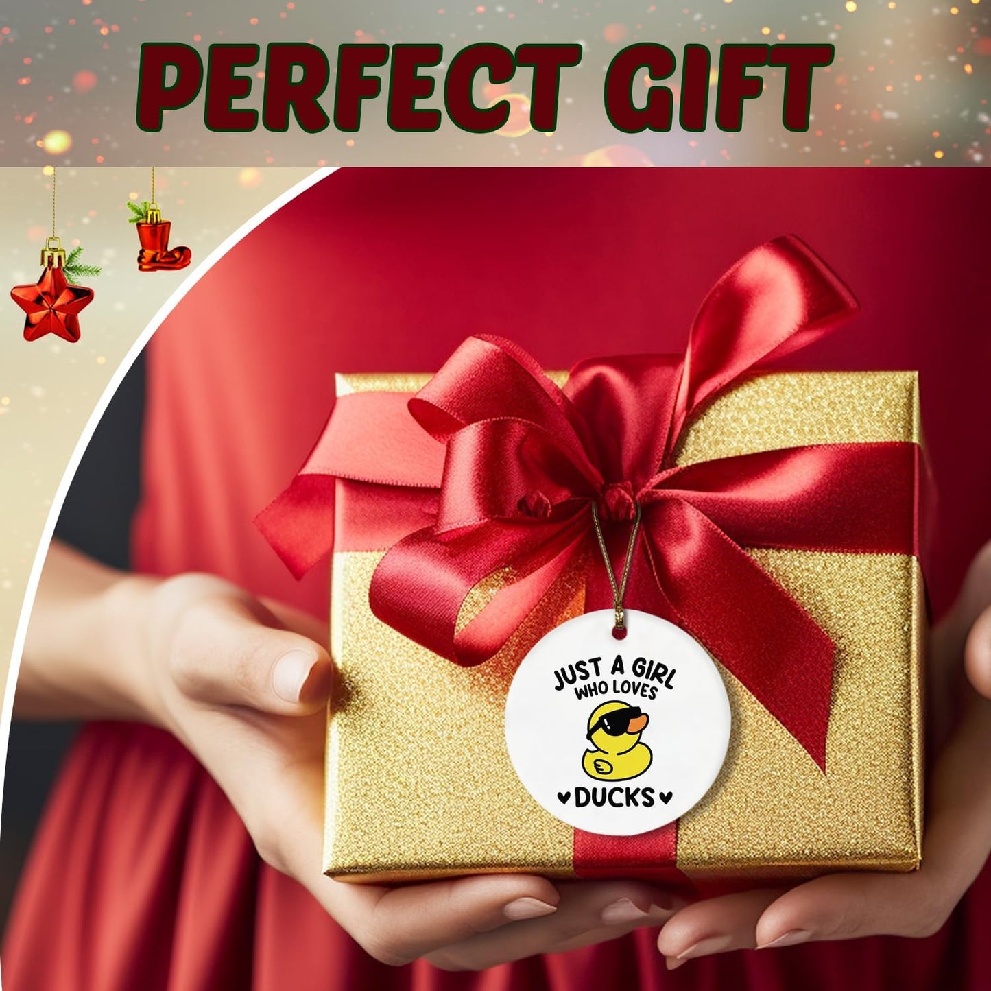 Just a Girl Who Loves Ducks Ceramic Ornament for Christmas Tree - Duck Decorative Hanging Ornament Gift