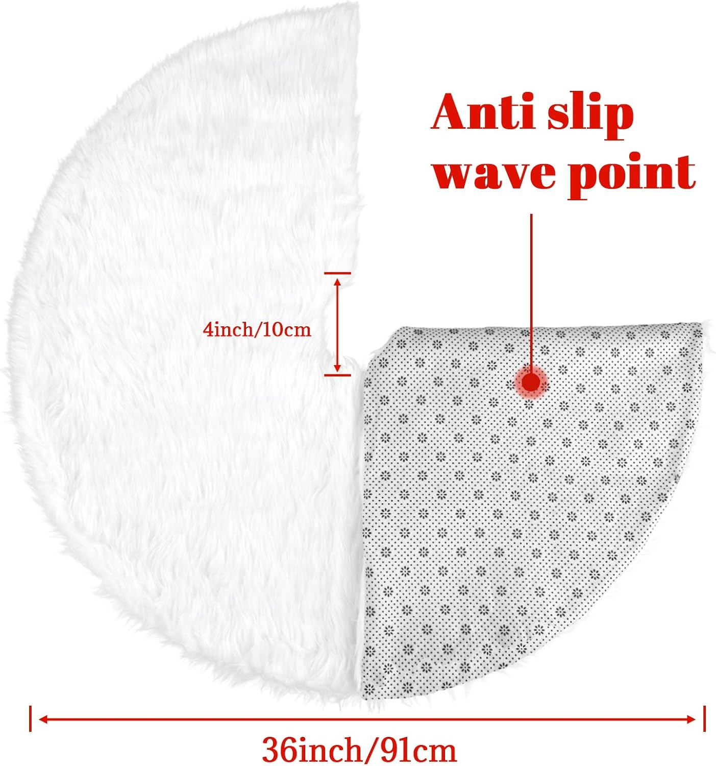 36 Inch Faux Fur Christmas Tree Skirt Soft Snow White Plush Tree Mat Christmas Decorations Fluffy Tree Skirts Xmas Holiday Party Indoor Decorations