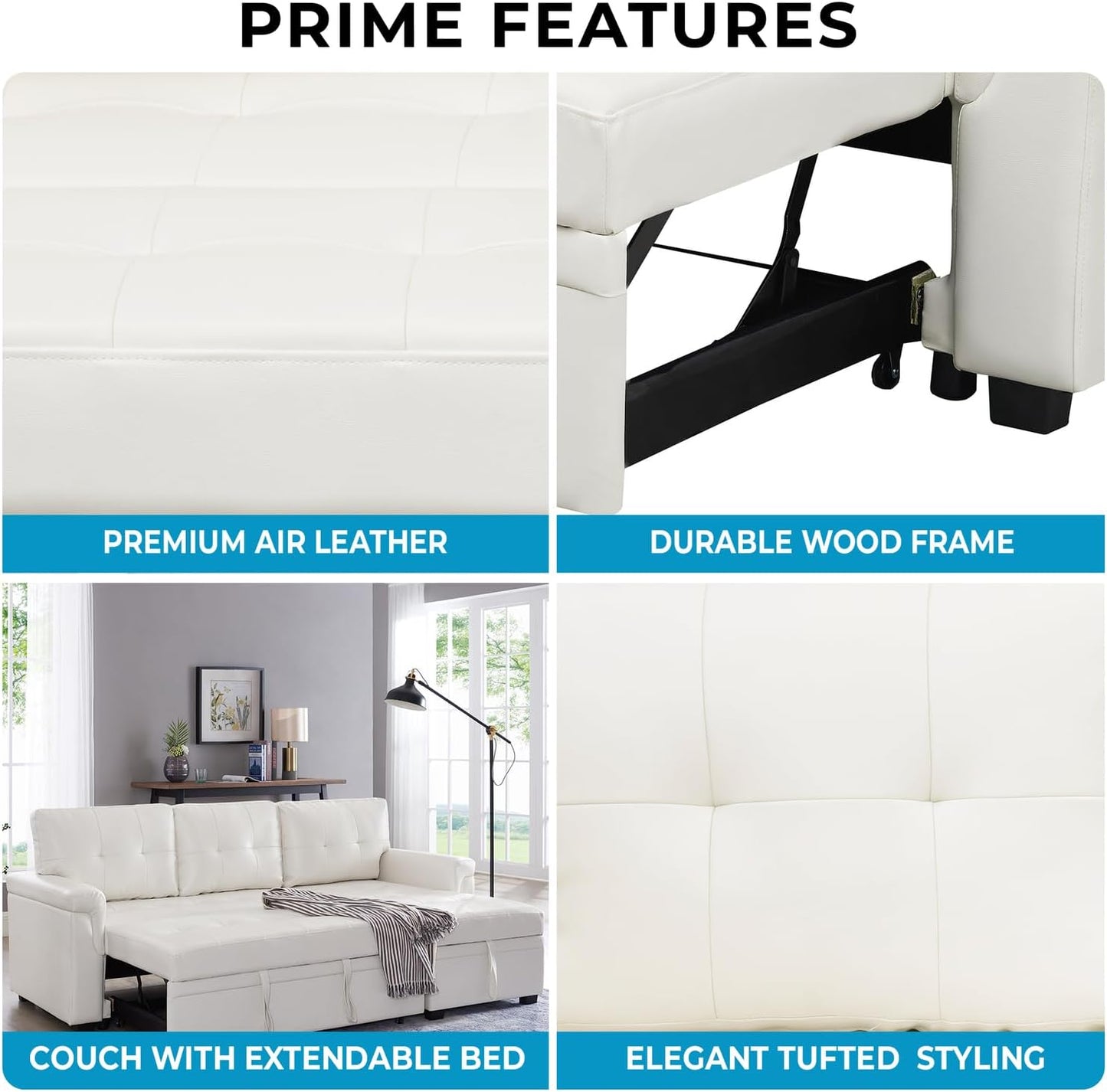 Naomi Home Laura Sectional Sofa White/Air Leather