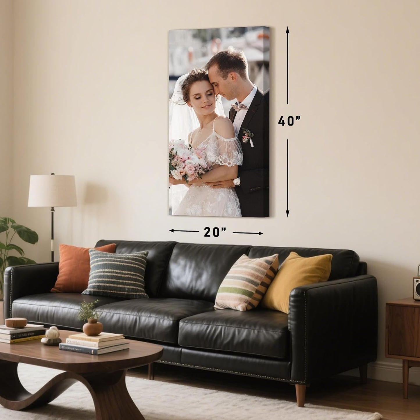 Personalized Custom Canvas Prints with Your Photos & Text, Customized Picture Print, Transform Own Images Into Framed Wall Art Digitally Printed Photo to Canvas, Keepsakes Gifts for Family 24x48’’