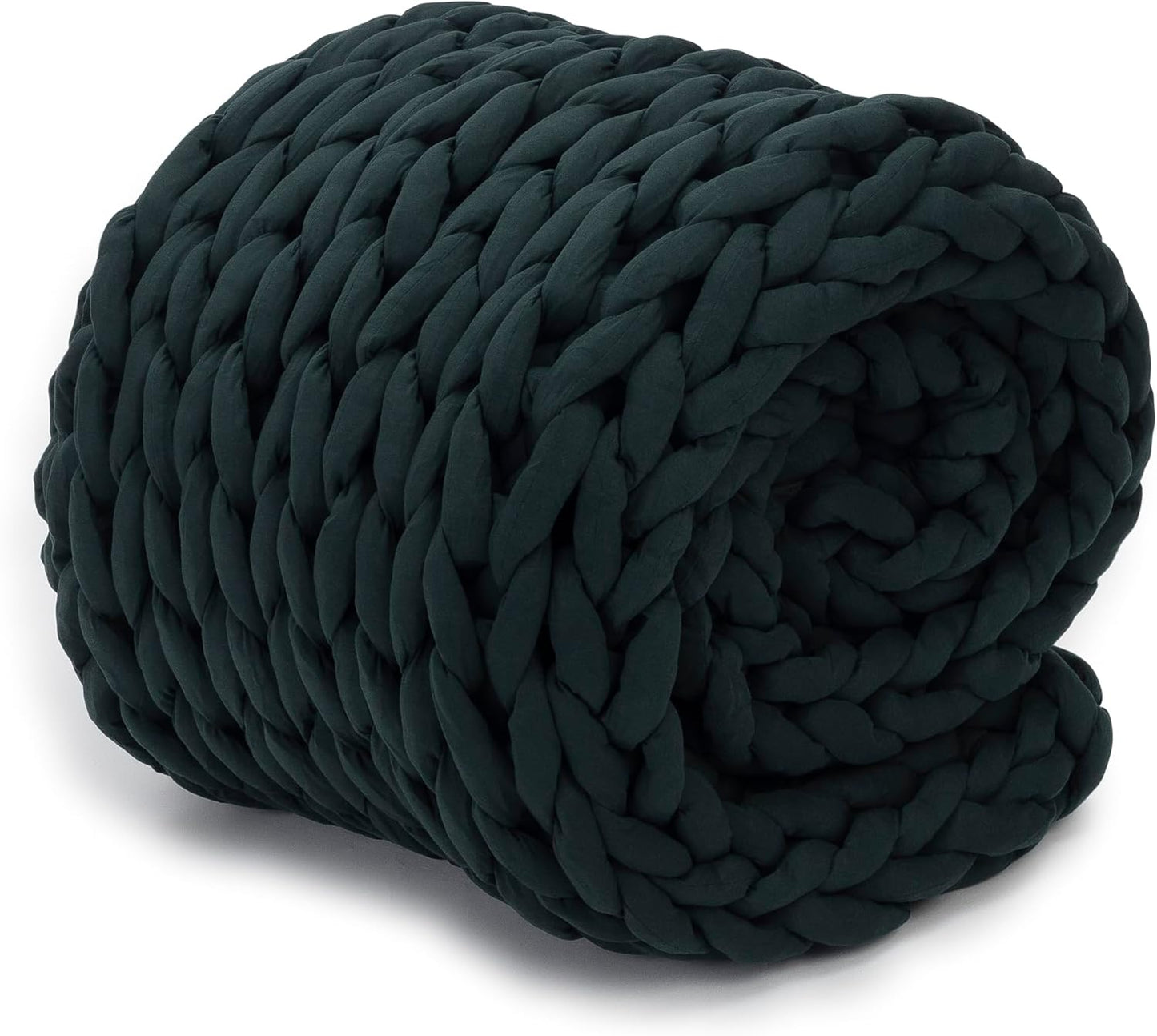 Nuzzie Chunky Knit Blanket - Breathable, Cooling, Hand Made Knit Throw Blanket for Sleep - Machine Washable, Stylish Decor Design (Forest Green, Throw | 12lbs | 44" x60)