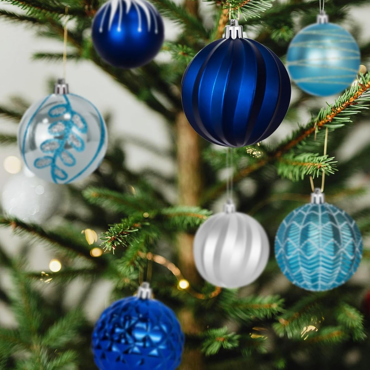 LARAINE Christmas Balls Ornaments 16 Pcs Decorations for Christmas Tree, Shatterproof Hanging Ball Variety Gift Set of Holiday Party Wedding Decoration (Blue)