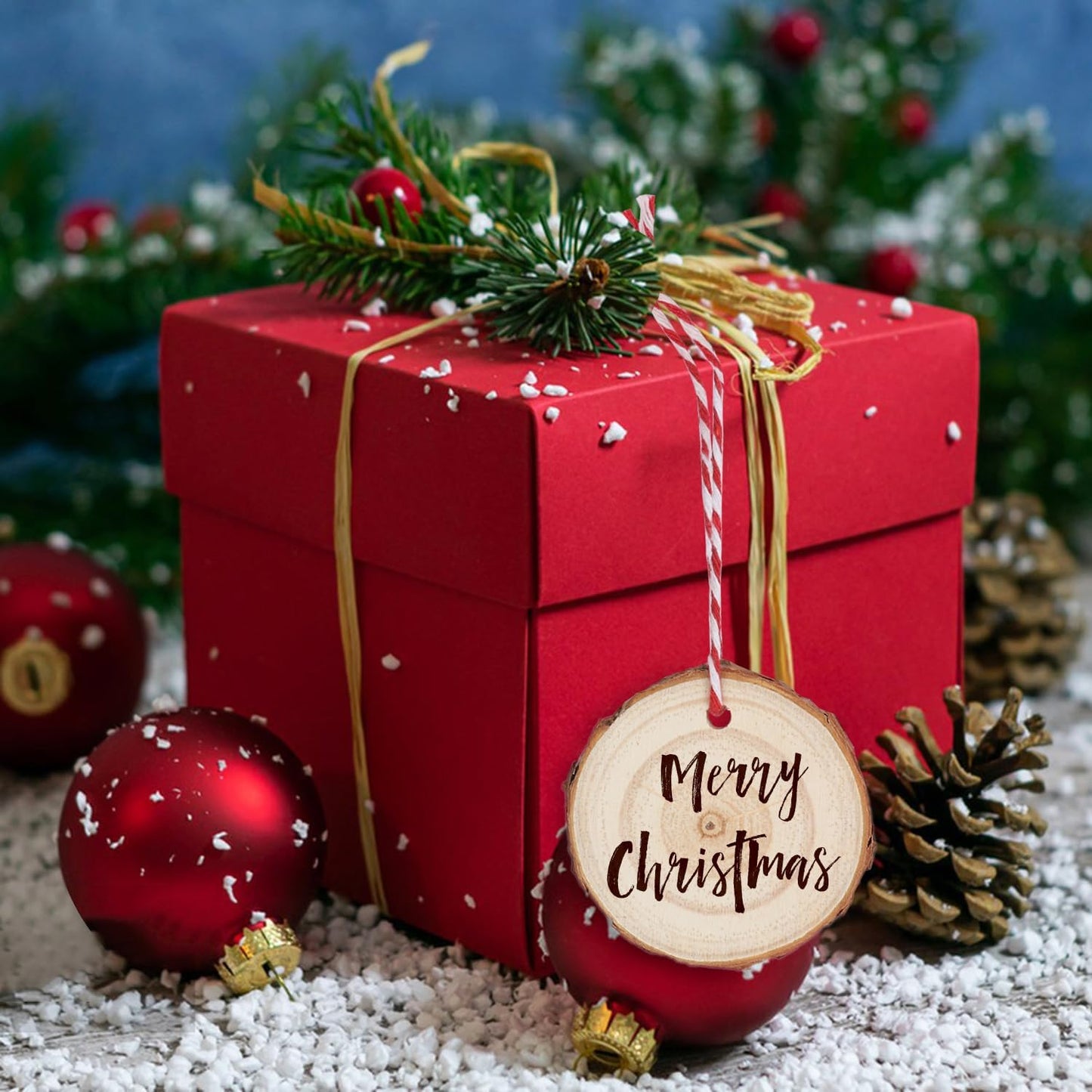 120 PCS 2-2.4 Inch Unfinished Wood Slices, Natural Wood Slices, Predrilled with Hole Wood Slice for DIY Arts Craft Christmas Ornaments