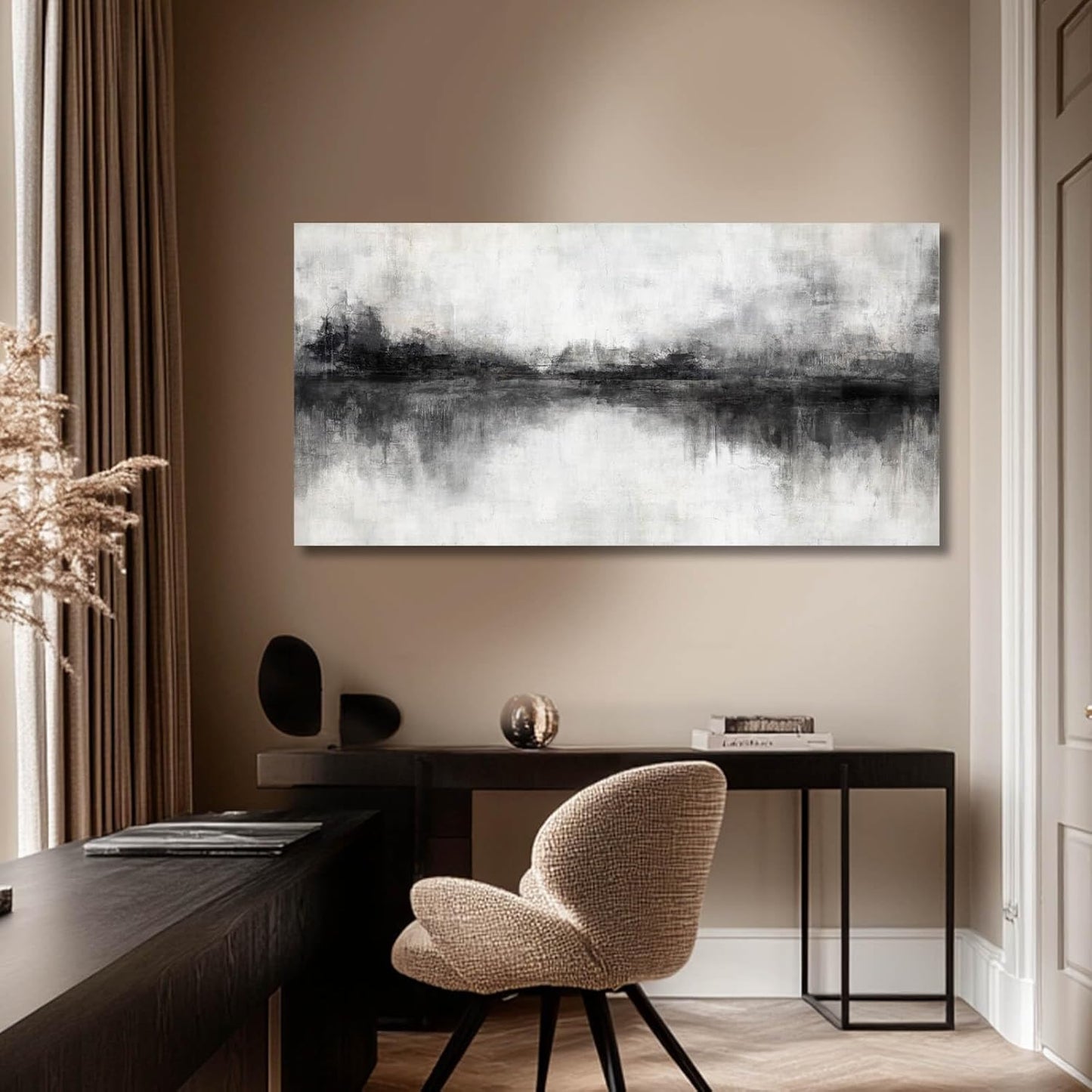 Black And White Wall Art Large Wall Decor Abstract Framed Wall Art Posters for Men Room Vintage Photo Pictures 24"x48"