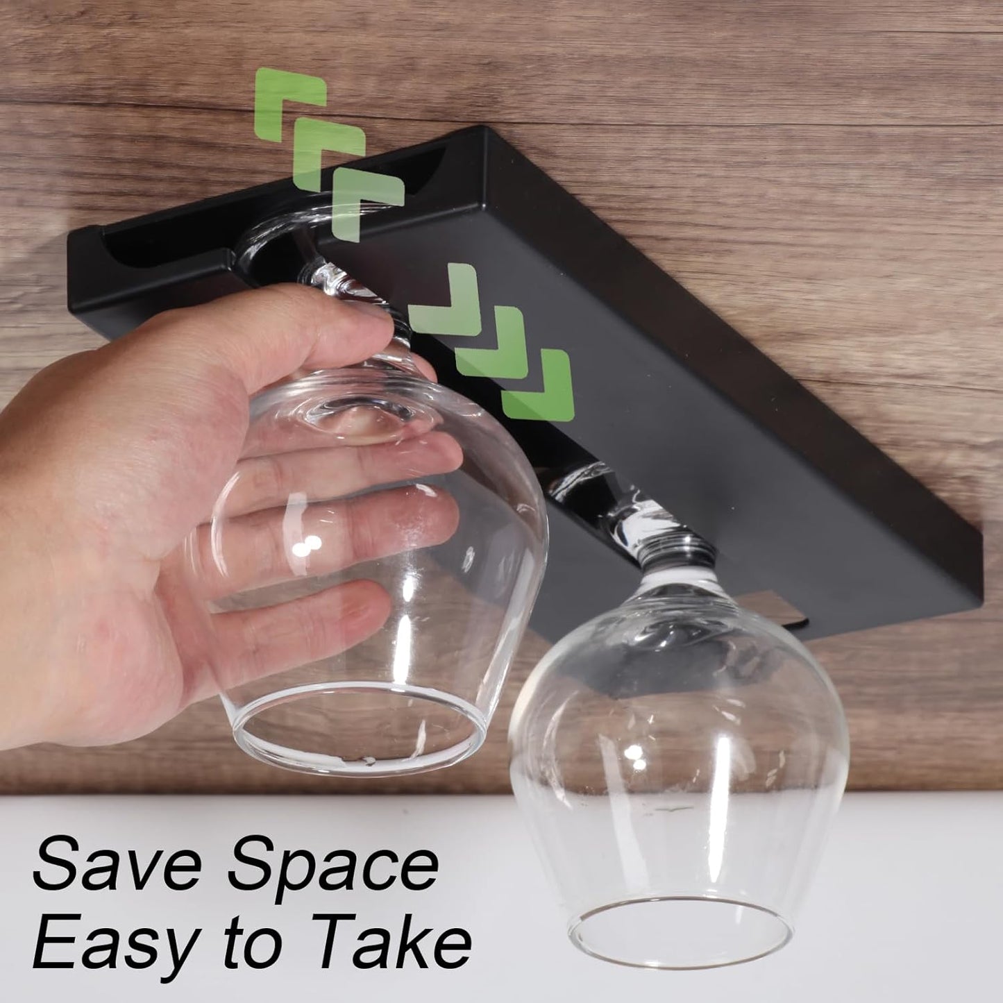 2 Pcs Wine Glass Holder Under Shelf or Cabinet Punch-free,Stemware Rack Glassware Drying Storage Hanger for Kitchen,Bar and Restaurant (White)