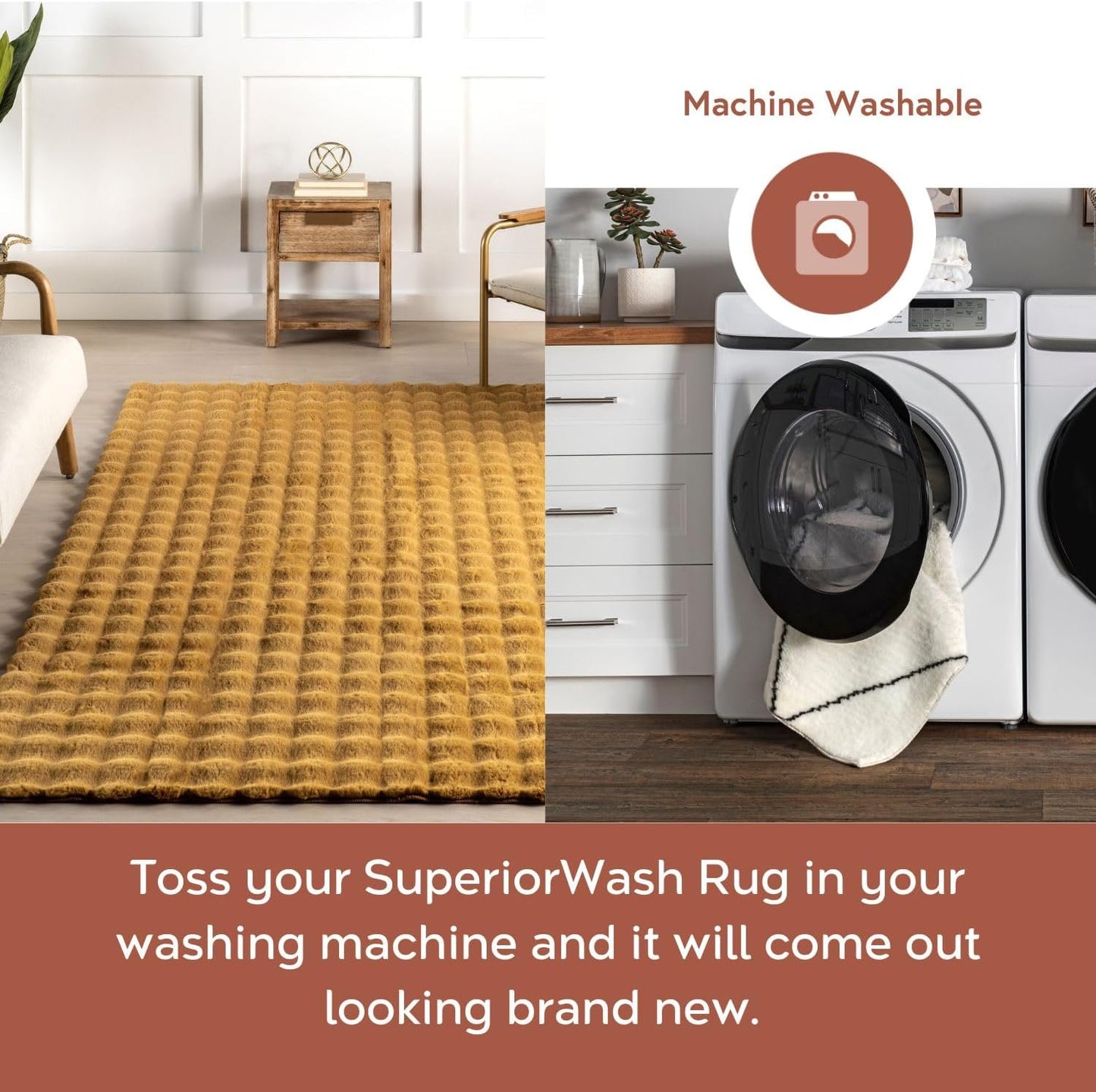 nuLOOM Jeni Checkered 3'9" x 6' Machine Washable Area Rug for Living Room Bedroom Dining Room Kitchen, Gold