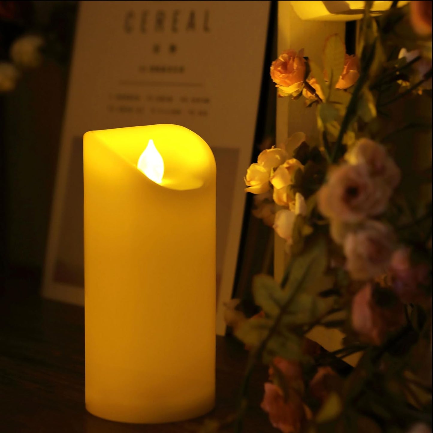 Waterproof Outdoor Battery Operated Flameless Candles with Auto Timer Flickering Plastic Resin Electric LED Pillar Lights for Lantern Patio Garden Wedding Party Decorations 3x7 Inches Ivory 2 Pack