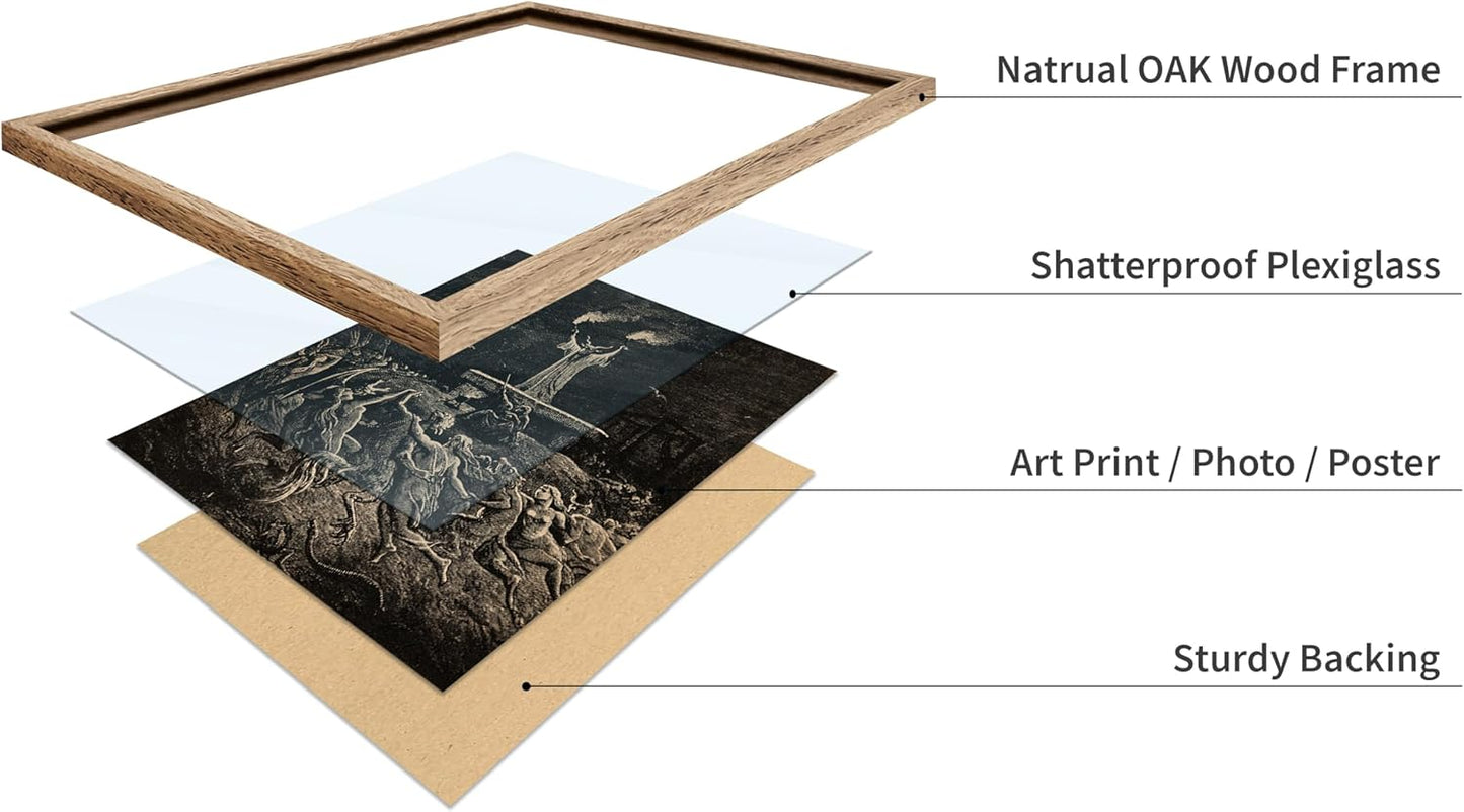 Poster Master Vintage Gustave Dore Poster - Retro Illustration Print - Gift for Gothic, Horror Fan - Dance of Sabbath, Witch, Magic, Spell - Wall Decor for Bedroom, Dorm, 16x20 Beige Framed