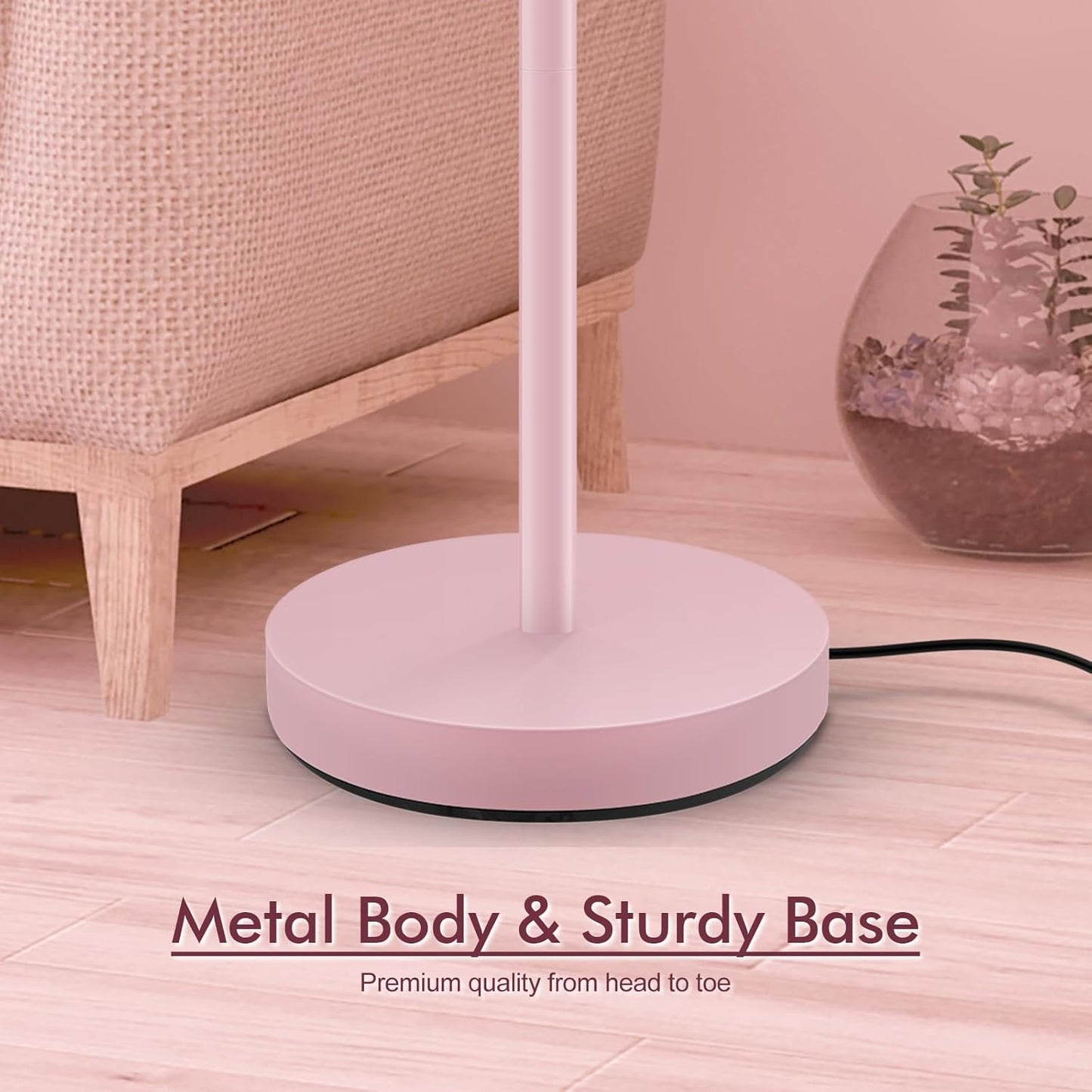 BoostArea Torchiere Floor Lamp Pink, 30W Super Bright LED Standing Lamp, 3000K Stepless Dimmable Pole Lamp with Rotary Switch, 71inch Tall Metal Modern Floor Lamps for Living Room,Bedroom,Home Decor