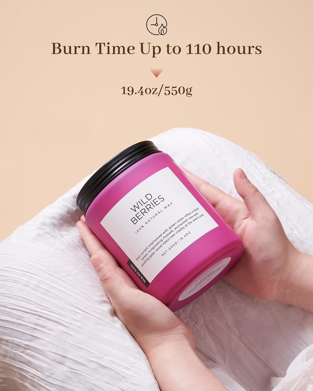 M&SENSE Wild Berries Large Soy Candles for Home Scented Organic Natural Soy Wax Candle 19.4oz 110 Hour Long Lasting, Christmas Holiday Scented Winter Gift for Bedroom Bathroom Home Decor