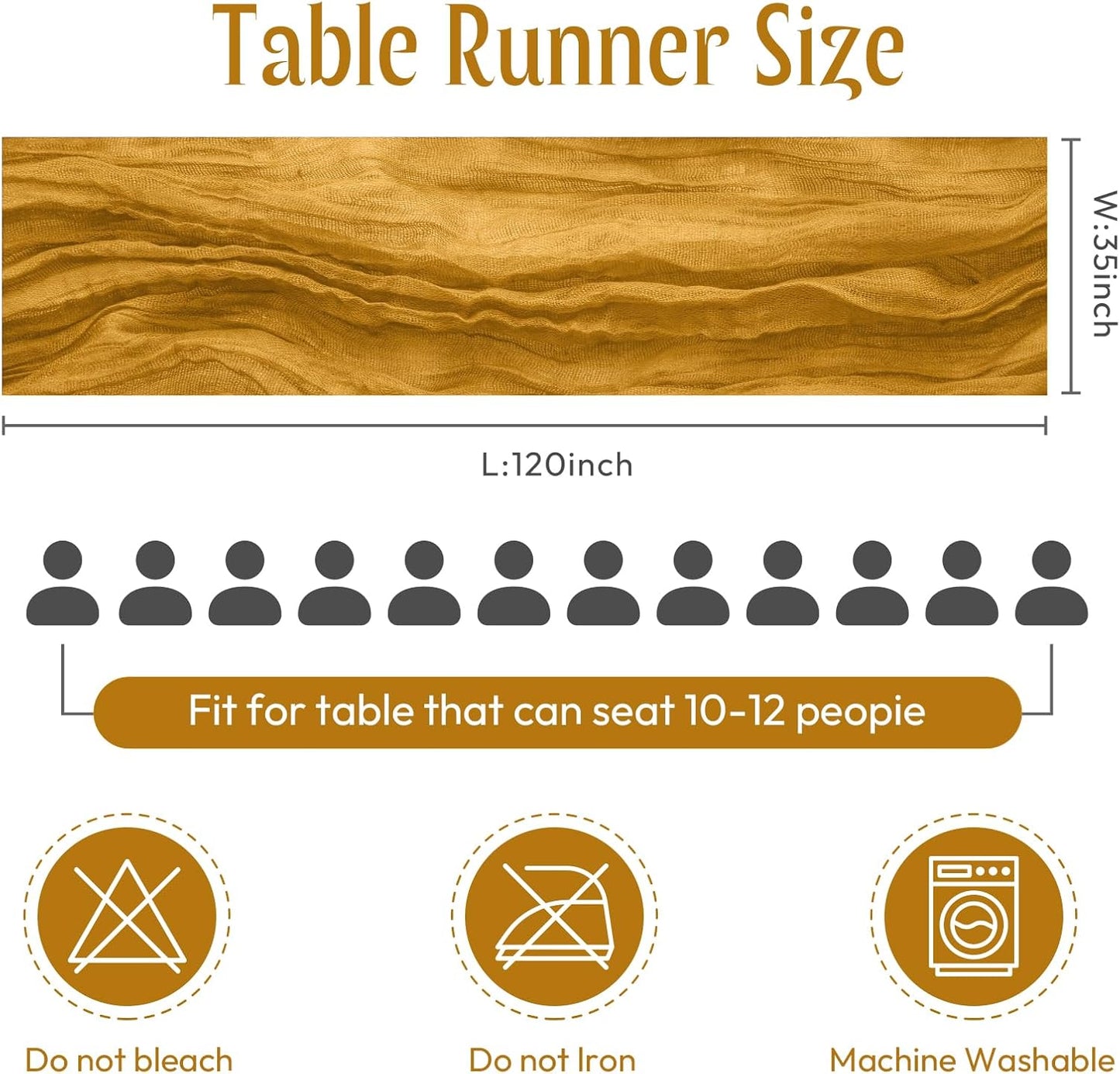 Sioloc Yellow Cheesecloth Table Runner Fall Autumn Decor for Home 10ft Table Cloth for Wedding Birthday Party Halloween Thanksgiving Decorations