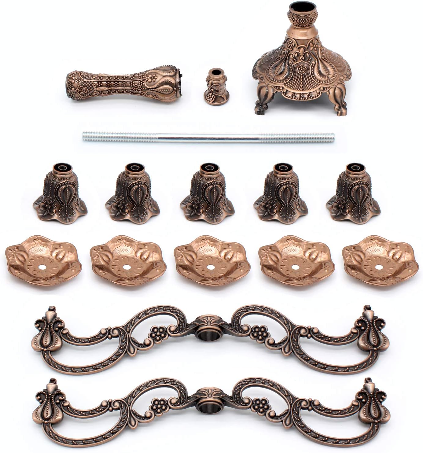 Metal Candelabra 5-Candle 10.1 Inch Tall Candle Holder Stick for Home Wedding Event and Party Festival,Red Bronze