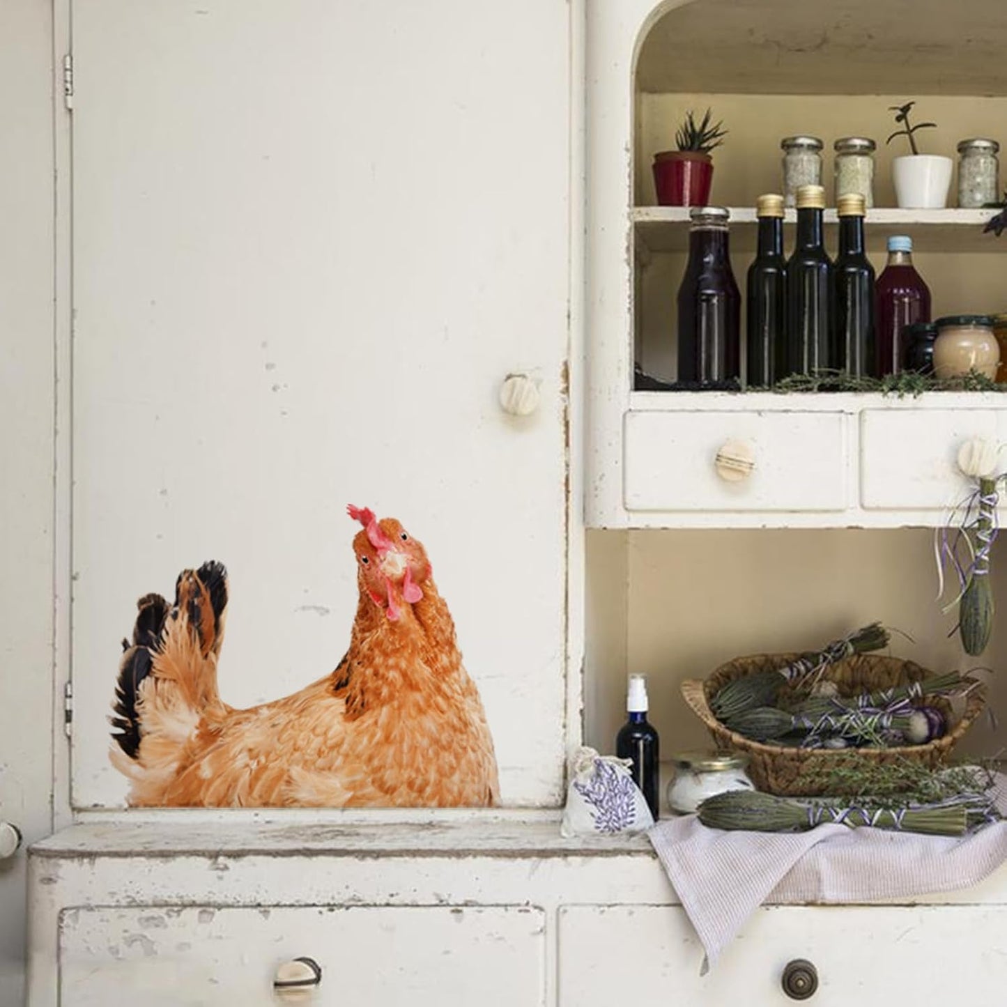 Chicken Lover Gifts Window Stickers, Cute Hens Wall Decals Peel and Stick, Funny Removable Vinyl Chicken Decoration for Farmhouse Kitchen Bedroom Door Refrigerator