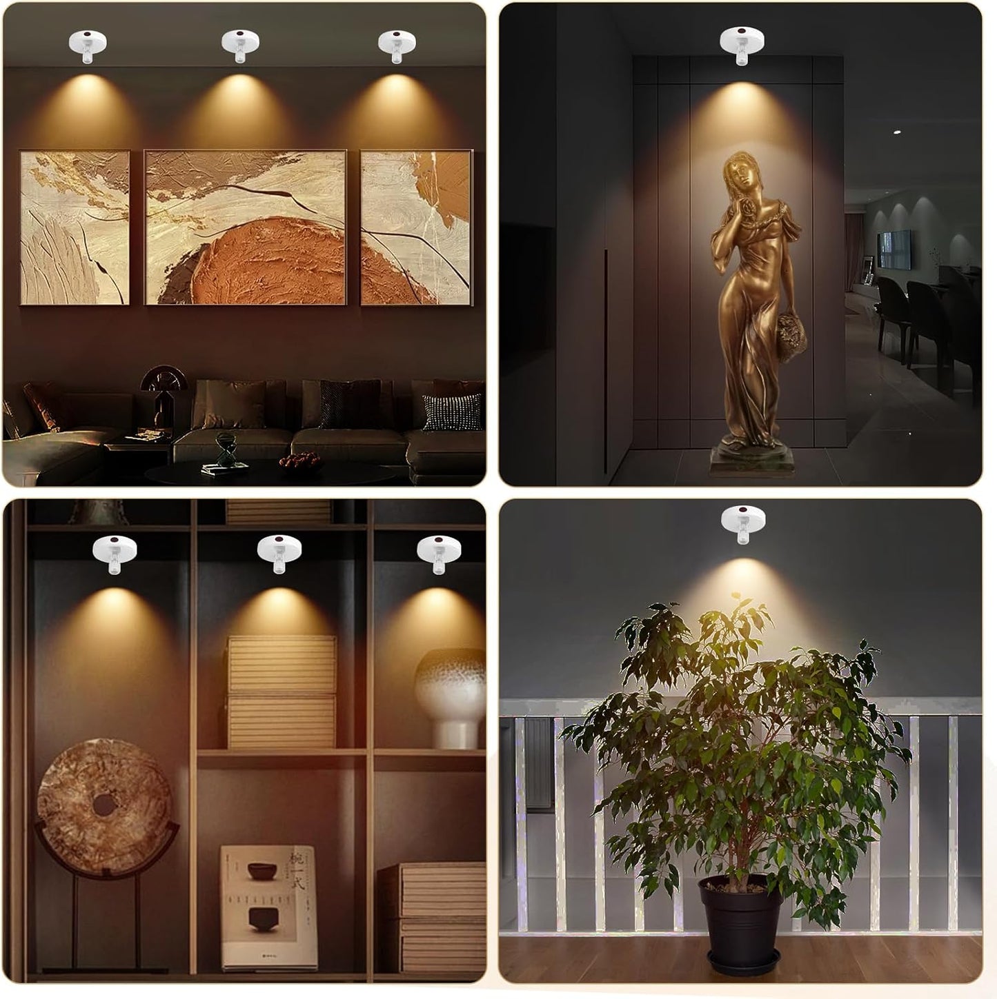 Cordless Spotlight Battery Powered, Plant Spot Light Indoor, Rechargeable Picture Lights with Remote, LED Accent Lighting, Dimmable Uplight for Tree Dartboard Decor Painting Art Photo