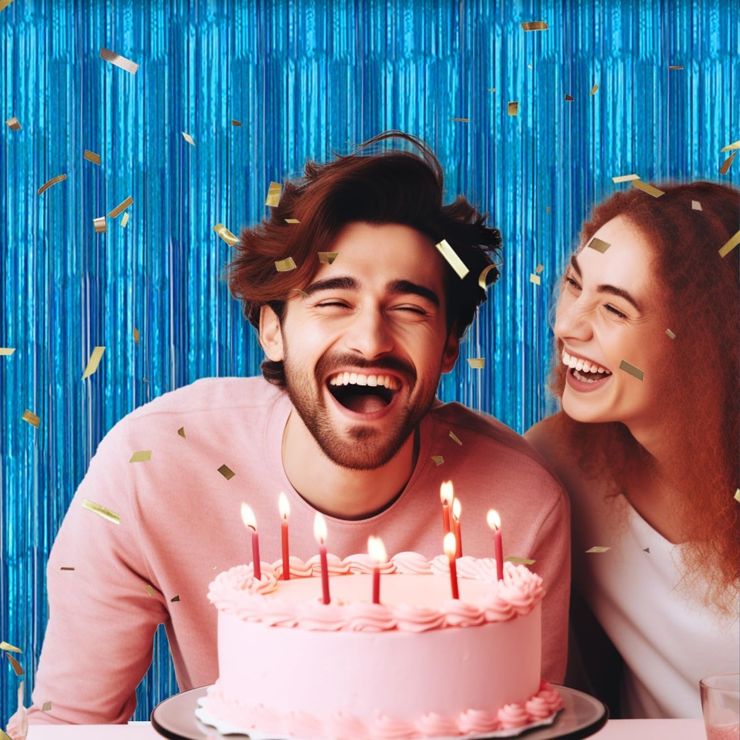 3 Pack Foil Fringe Backdrop - Laser Blue Shiny Tinsel Curtains for Party Decoration/Photo Booth Props - 3.3x8.2 FT Metallic Foil Backdrop for Birthday, Wedding, Graduation, Christmas.