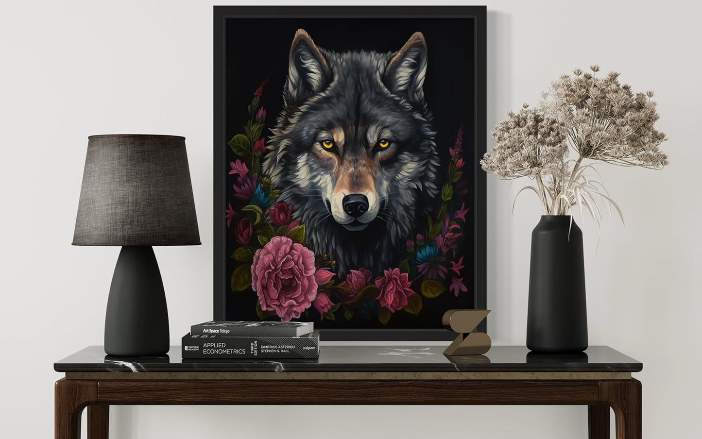Vintage Wolf Poster Art Print, Halloween Scary Wall Art Academia Spooky Painting Decoration for Horror Prints, Gothic Posters Bedroom Decor 89 (Vintage Wolf, 8 x 10 inches, Black Frame)