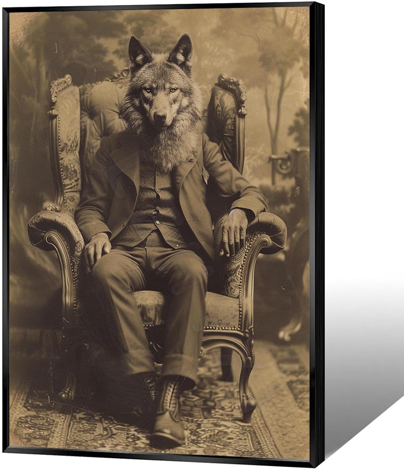 Werewolf Vintage Shoot Art Poster Print Canvas Wall Art Ideal for Dark Academia Gothic Occult Decor Living Room Bedroom Office Posters Decorations Creepy Picture 24X36inch Aluminum Framed