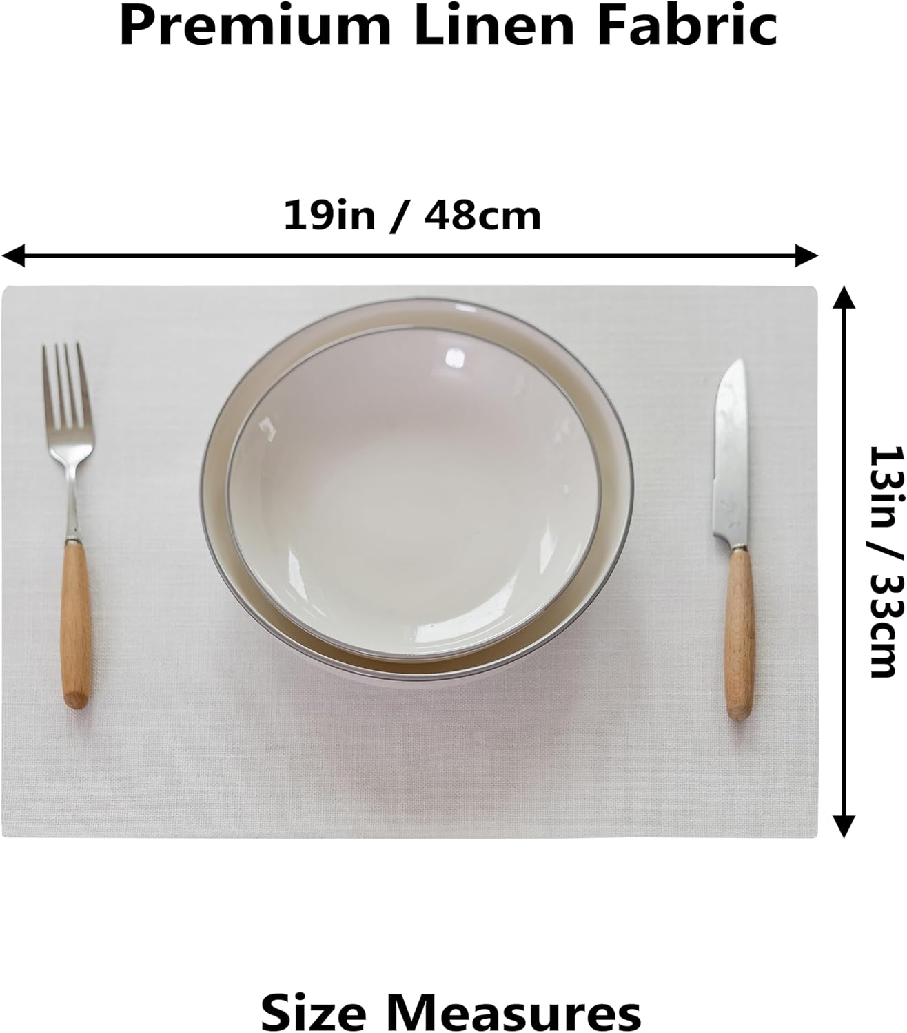 Demetex White Placemats Set of 6 Heat Resistant Linen Place Mats Washable Dining Table Plate Mat for Holiday Wedding Kitchen Decor, Pure White