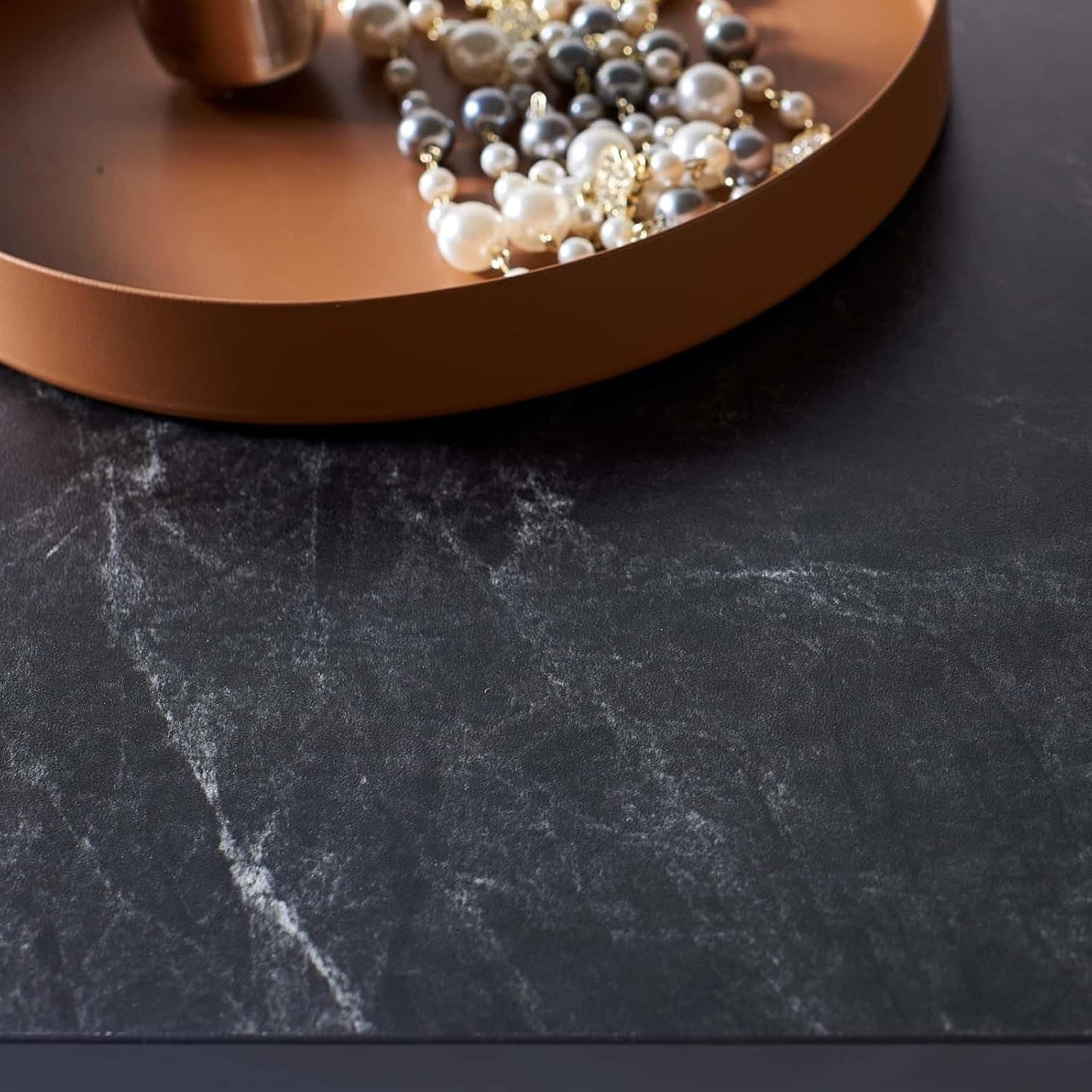 Rectangle Coffee Table for Living Room, Mid-Century Modern Design, L41 x W21 x H17, 2-Tier Structure, Clear Glass Top and Black Marble Wood Shelf, Conical Metal Legs with Gold Finish