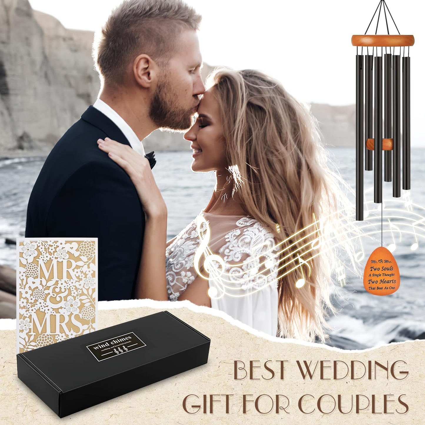 Wedding Gifts for Couple 2025,Married Gifts for Newlywed Mr. and Mrs. Wind Charms,Wedding Wind Chime,Engagement Gift idea for Couple Home