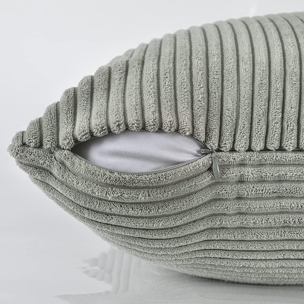 Fancy Homi 2 Packs Grey Decorative Throw Pillow Covers 18x18 Inch for Living Room Couch Bed Sofa, Rustic Farmhouse Boho Home Decor, Soft Corss Corduroy Patchwork Textured Square Cushion Case 45x45 cm