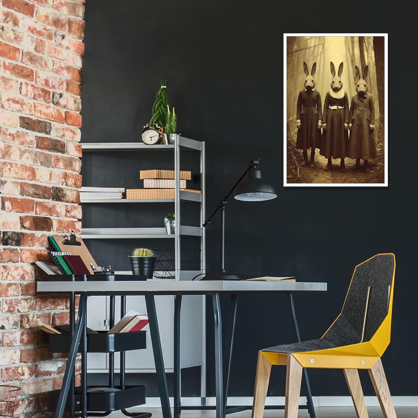 Vintage Halloween Wall Decor Rabbit Cult of the Occult Forest Canvas Wall Art Poster Gothic Dark Academia Decorations Room Creepy Print Spooky Pictures 24X36inch Unframed