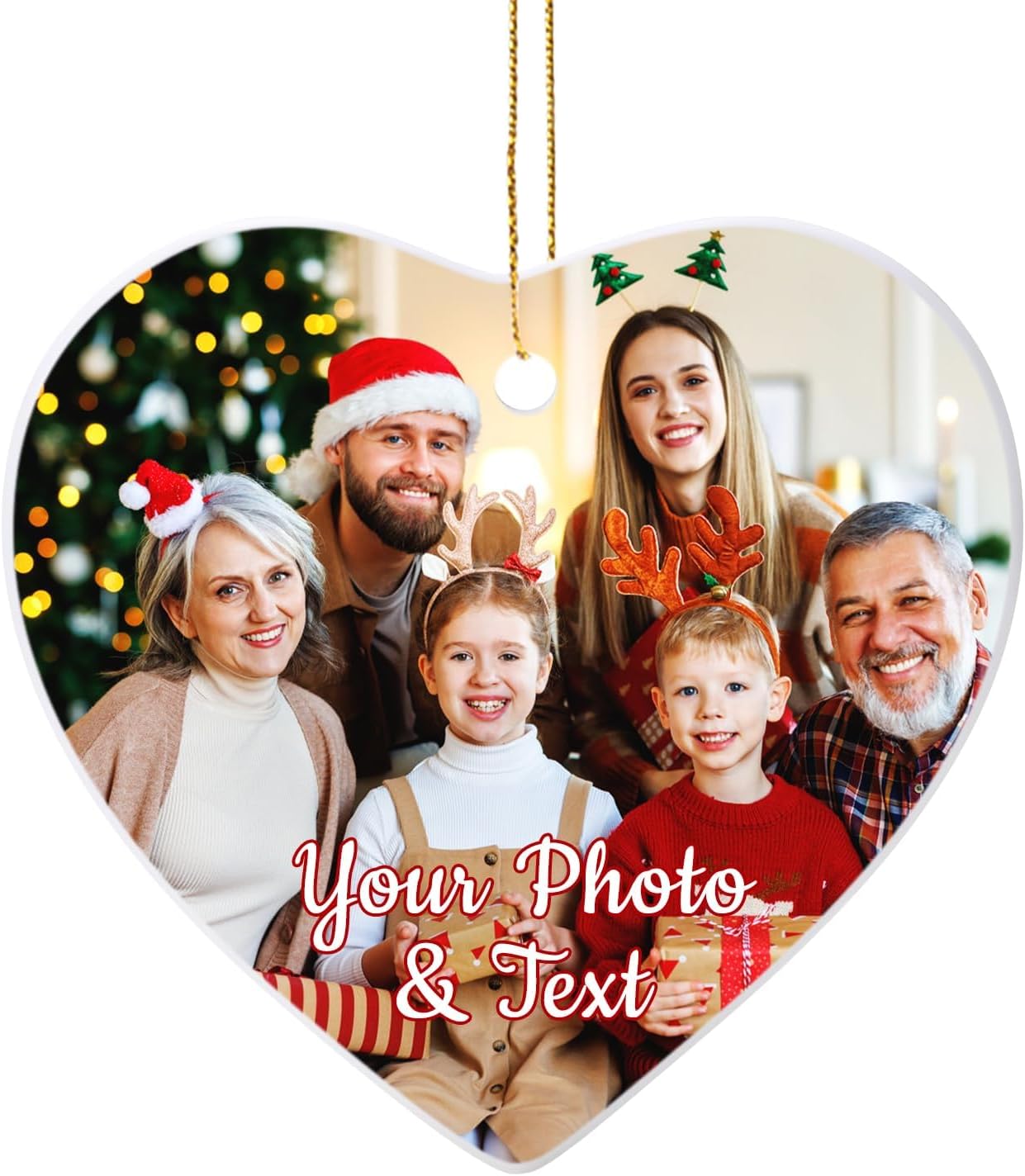 Personalized Christmas Ornaments 2025, Ceramic Custom Photo Text Hanging Ornament Customized Christmas Tree Decorations Gift for Family, Kids, Friends, Couples, Wedding