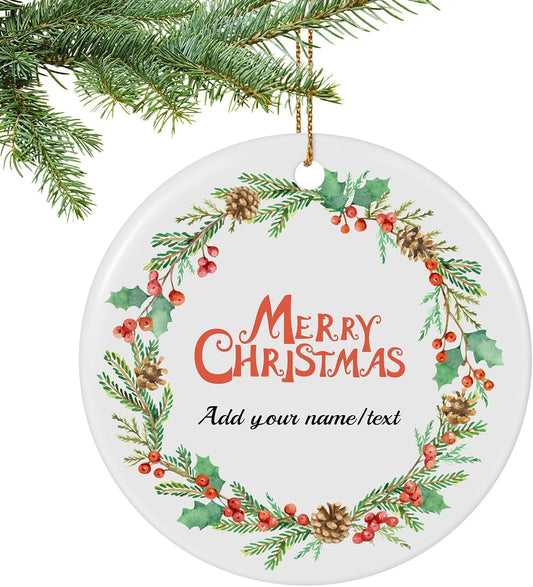 Personalized Christmas Ornaments 2025 Ceramic Custom Photo Picture Text Christmas Ornament Personalized Ornament Christmas Xmas Tree Decorations for Kids Couples Family Friends
