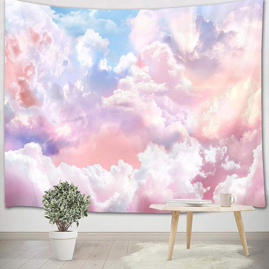 HVEST Pink Cloud Tapestry Colorful Abstract Clouds Natural Landscape Tapestries Wall Hanging for Bedroom Living Room Teen Dorm Indie Decor Poster Blanket,60x40 Inches