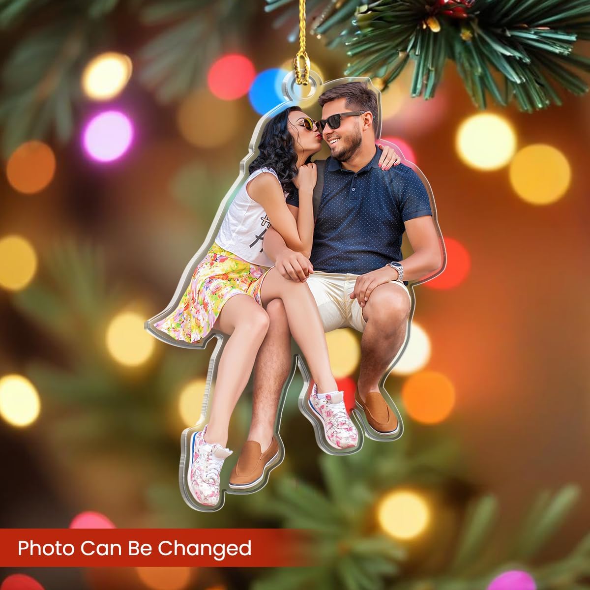 Personalized Custom Photo Ornament for Couple, Christmas Acrylic Ornament Gifts for Men Women, Newlywed Couple, Boyfriend Girlfriend, Christmas Hanging Decor