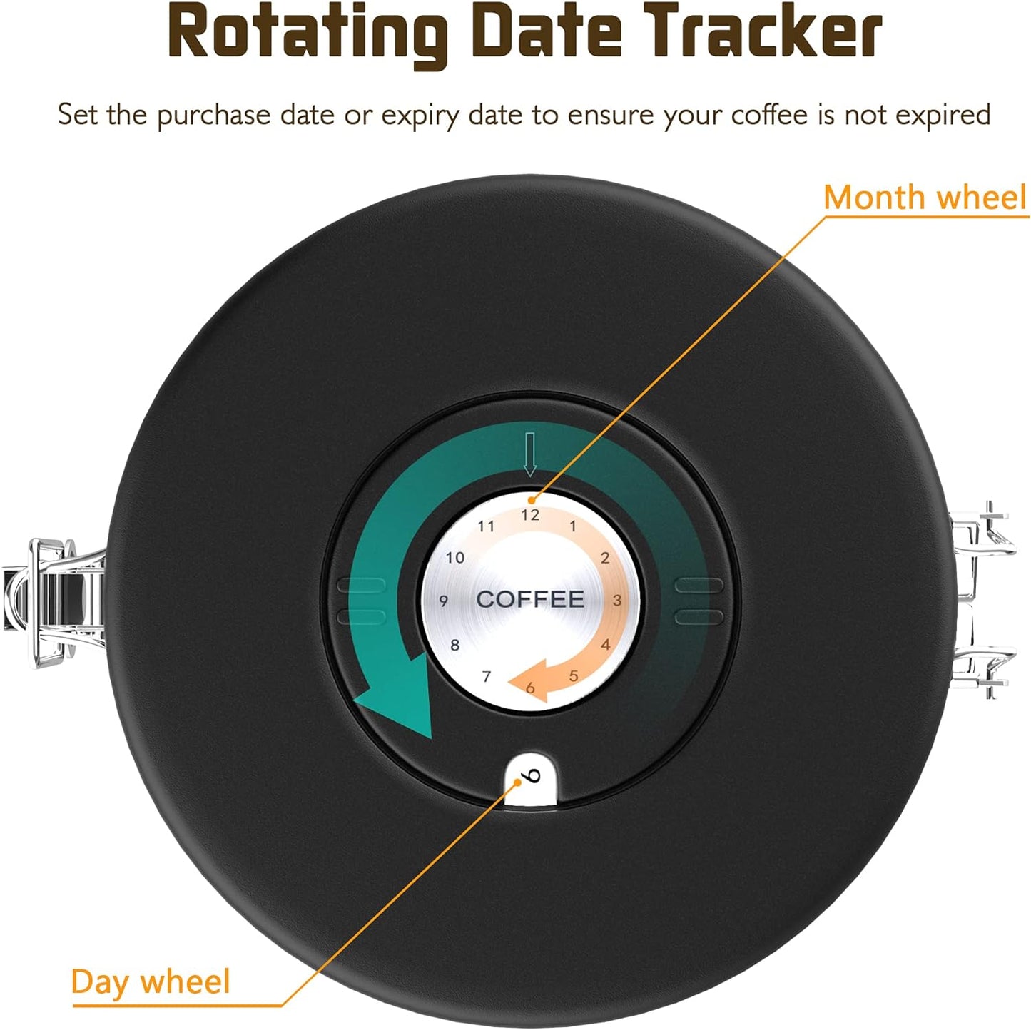 35OZ Coffee Canister for ground coffee with Date Tracker,One Way Co2 Valve 304 Stainless Steel Kitchen Food Airtight storage container for Coffee Beans or Grounds, Sugar Black