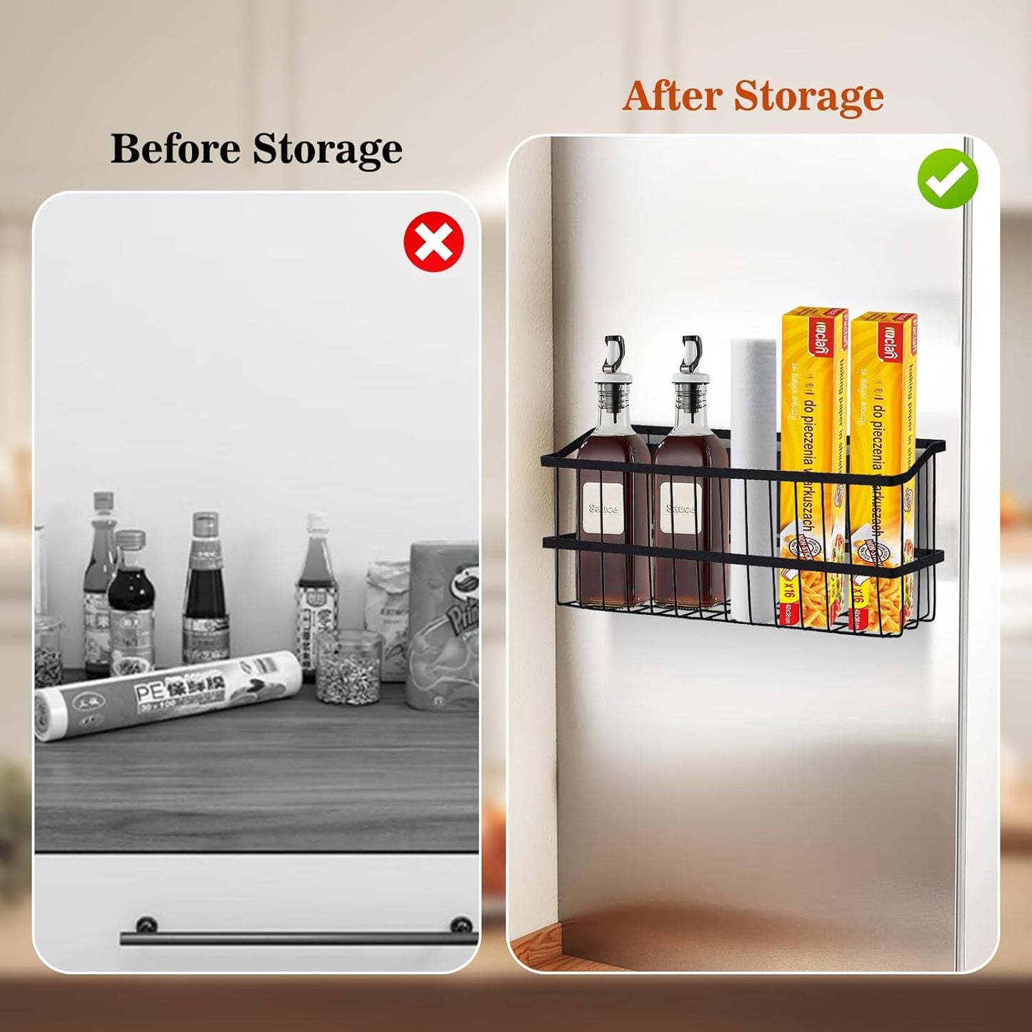 Magnetic Storage Basket, Large Magnetic Fridge Basket with Strong Magnet for Kitchen Laundry Room Office School Organization and Home Dryer Ball Storage, 14.96"x3.74"x5.91"