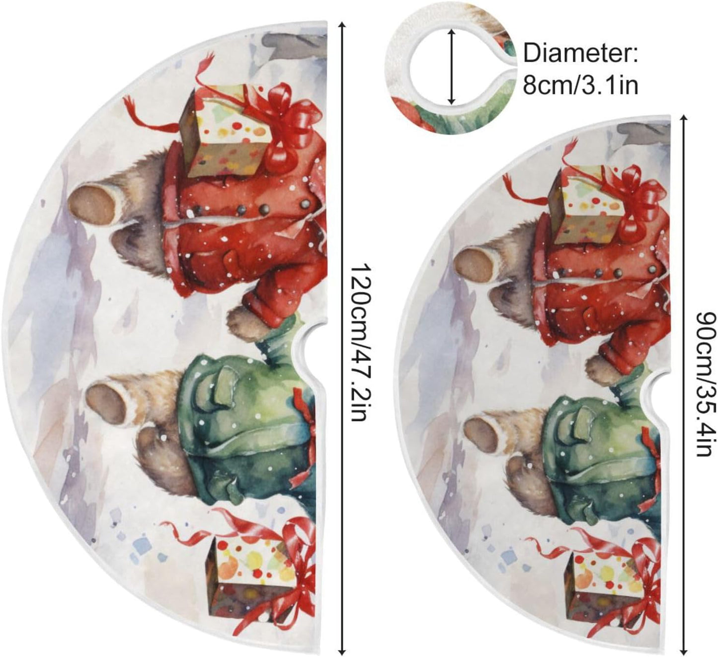 Christmas Tree Skirt - 48 Inch Rabbit Xmas Tree Mat for New Year Party Decorations