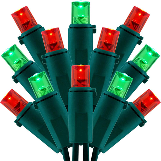200 Count Red Green Wide Angle LED Christmas Lights, 66 ft Green Wire UL Certified Commercial Grade 5mm Holiday String Light Set (Red & Green)